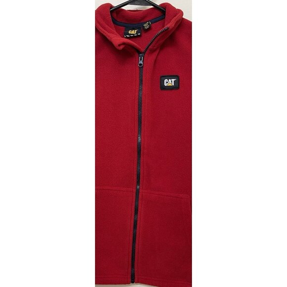CAT Heavy Equipment Women's Full Zip-Up Vest Red Fleece Size: Lg 14/16 Workwear - Picture 6 of 11